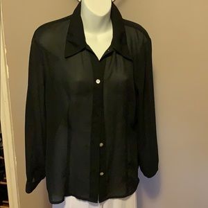 Sheer black long sleeve blouse